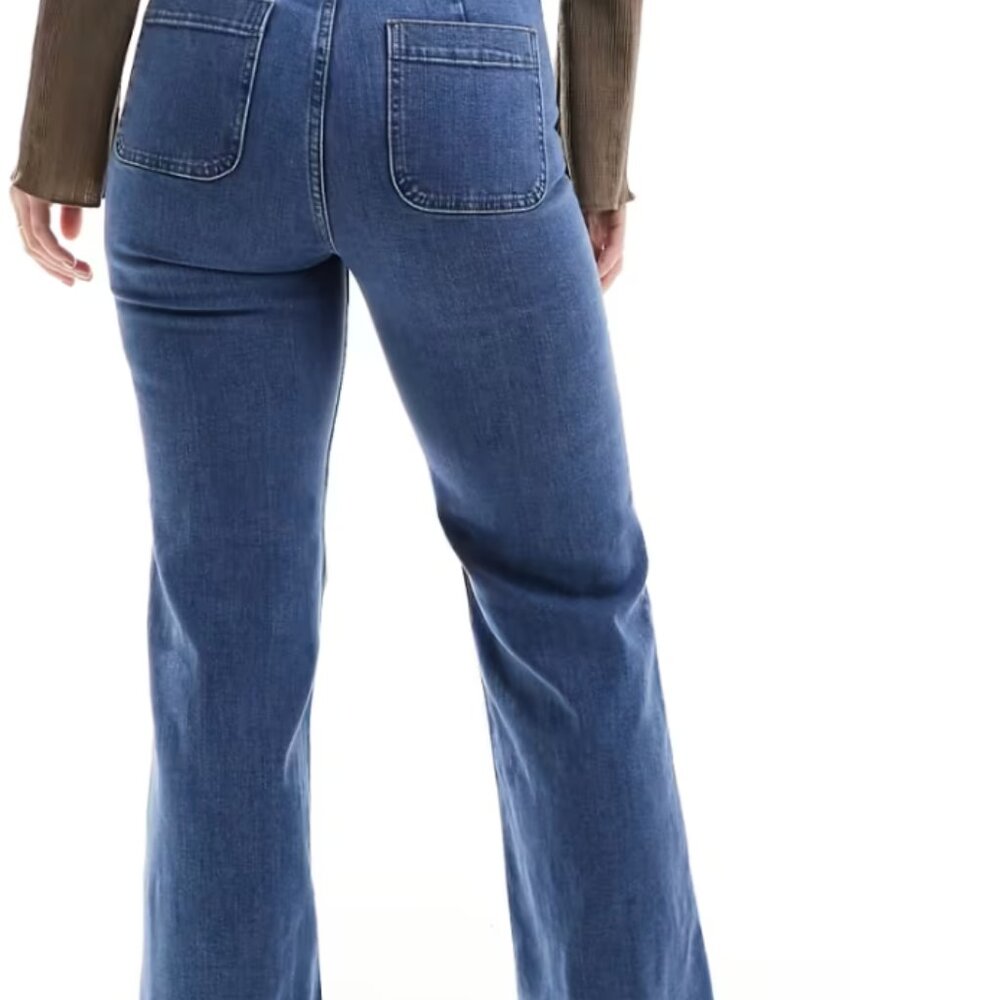 & Other Stories Flare Jeans, Size 28, Deep Blue, High Waist, High Rise, Like New - Picture 15 of 16